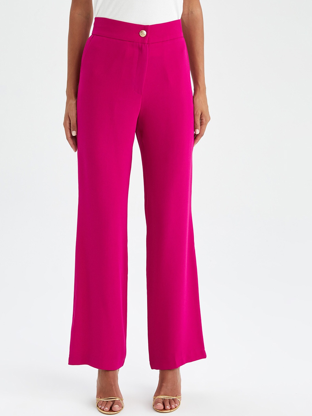 

DeFacto Women Mid Rise Trousers, Pink