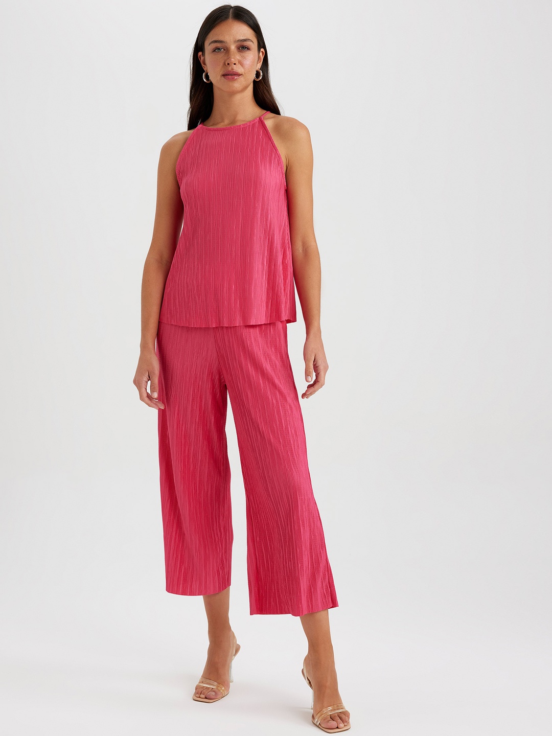

DeFacto Women Mid-Rise Trousers, Fuchsia