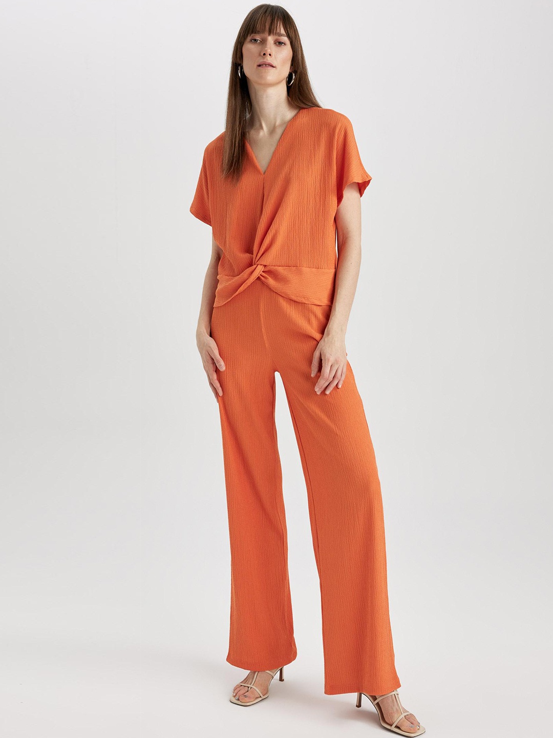 

DeFacto Women Mid-Rise Plain Trousers, Orange