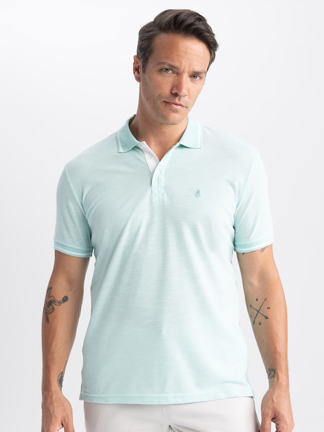 

DeFacto Polo Collar Short Sleeves T-shirt, Sea green