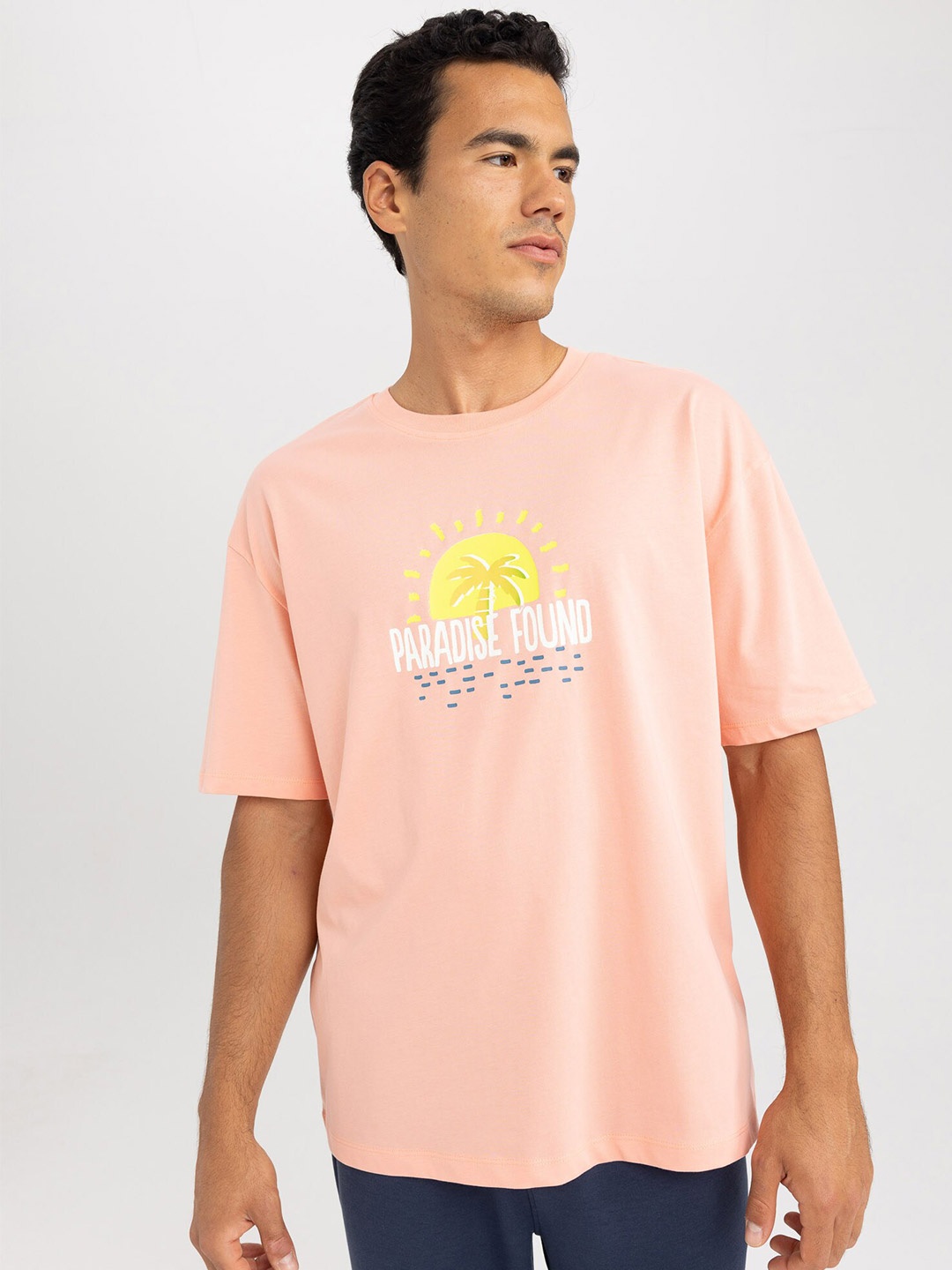 

DeFacto Typography Printed Cotton T-shirt, Pink