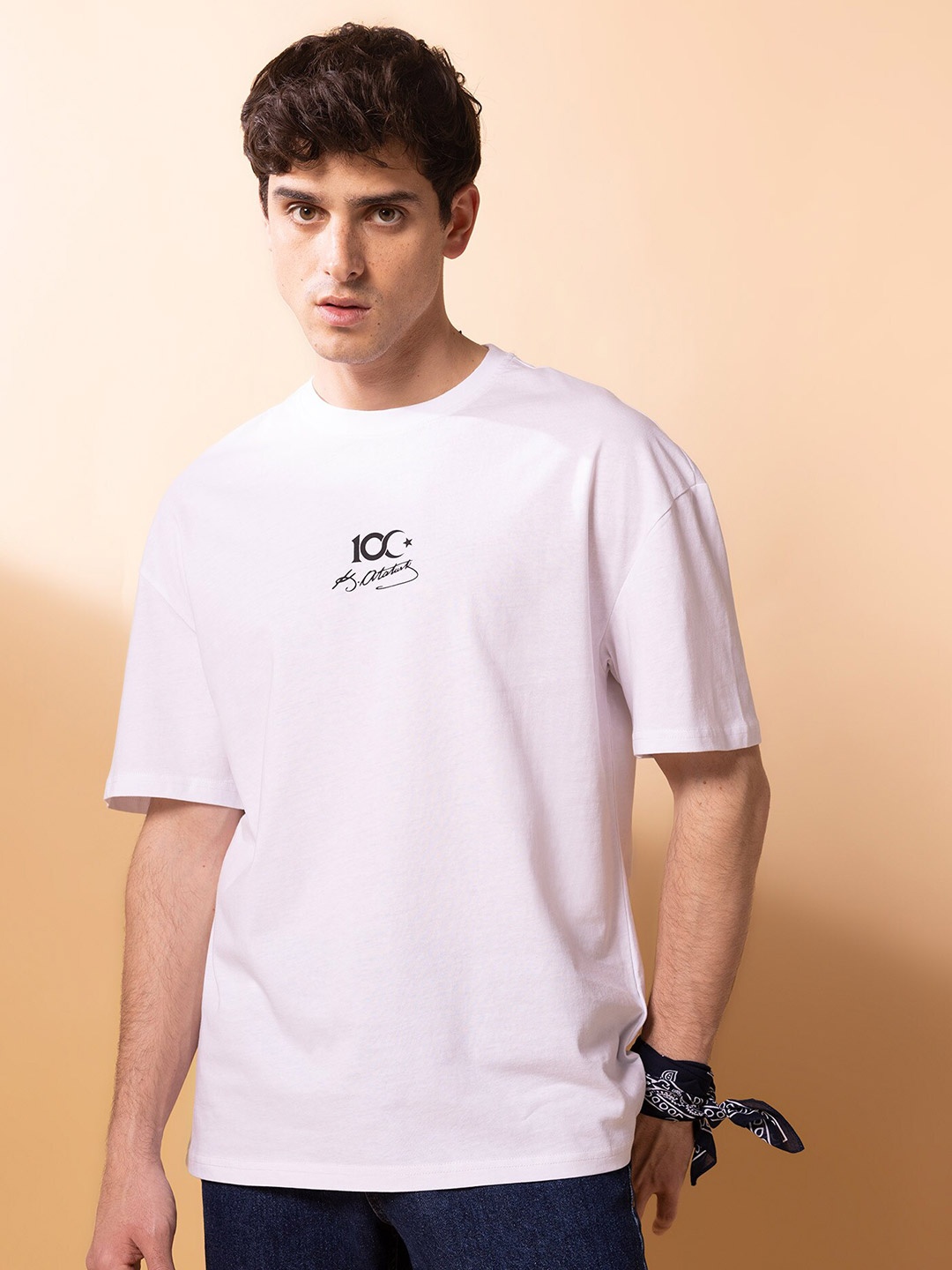 

DeFacto Drop-Shoulder Sleeves Cotton T-shirt, White
