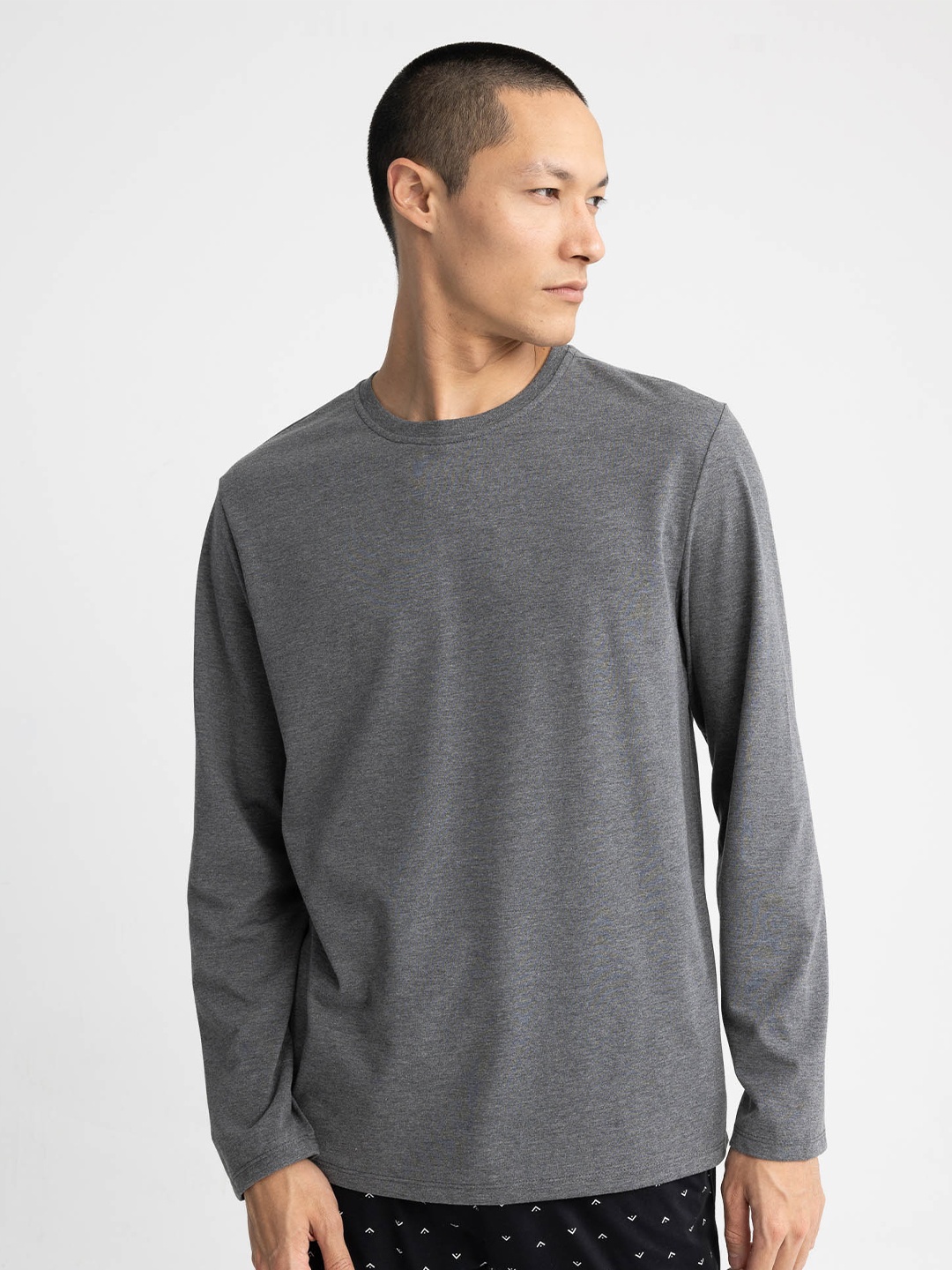 

DeFacto Round Neck Full Sleeve T-shirt, Grey melange