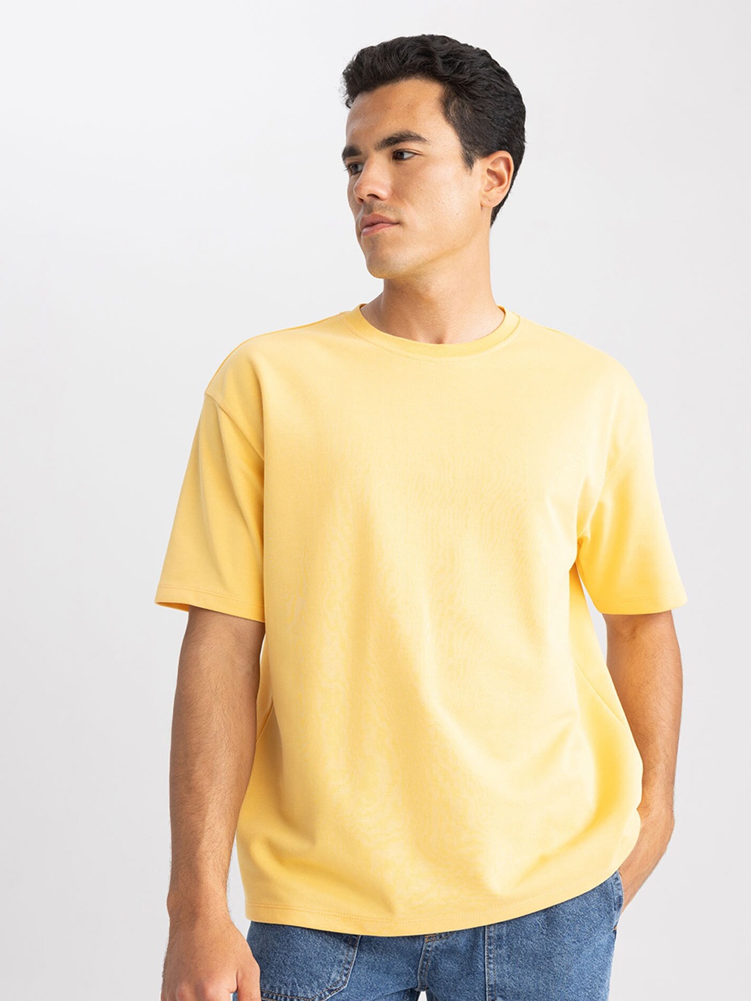 

DeFacto Round Neck Short Sleeves T-shirt, Yellow