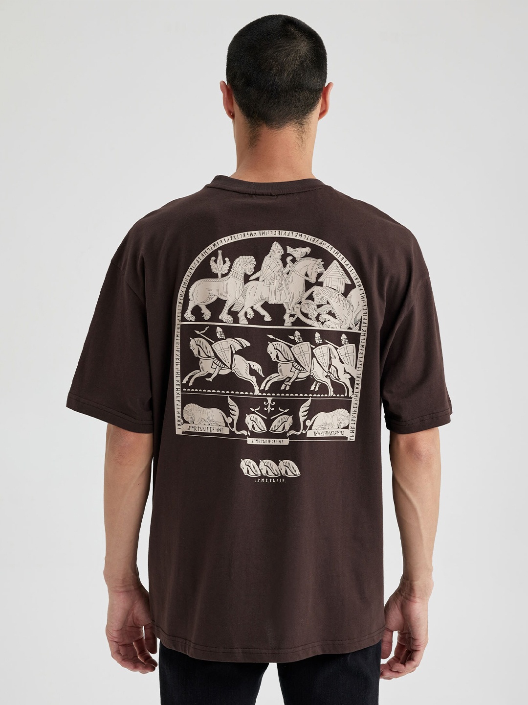 

DeFacto Graphic Printed Pure Cotton T-shirt, Brown