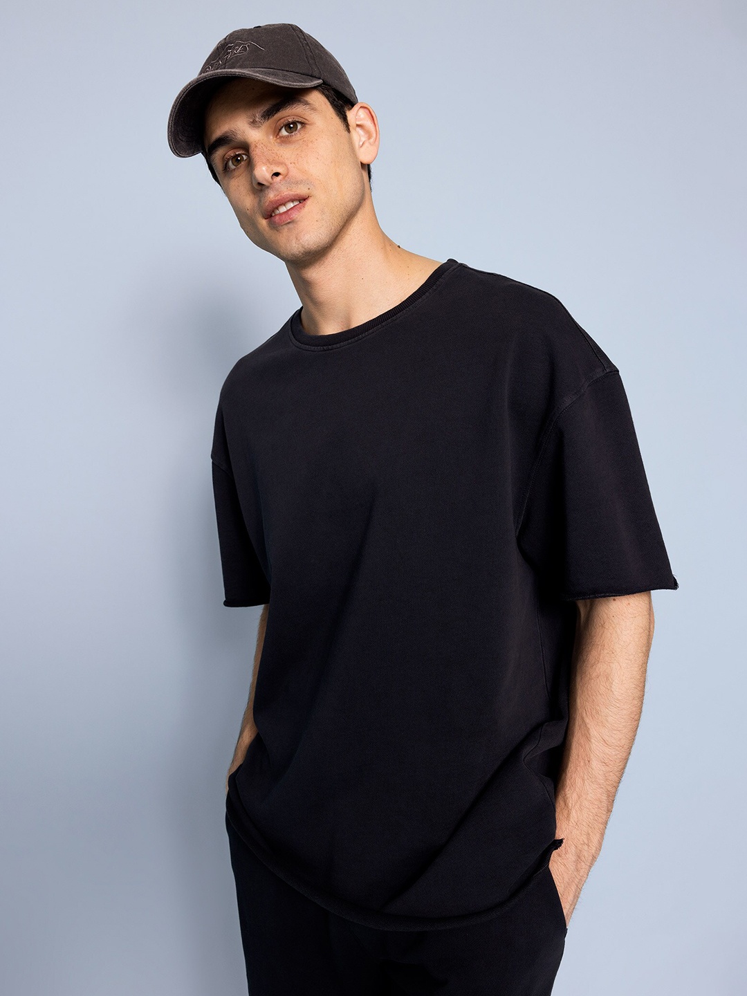 

DeFacto Drop Shoulder Sleeves Pure Cotton Relaxed Fit T-shirt, Black