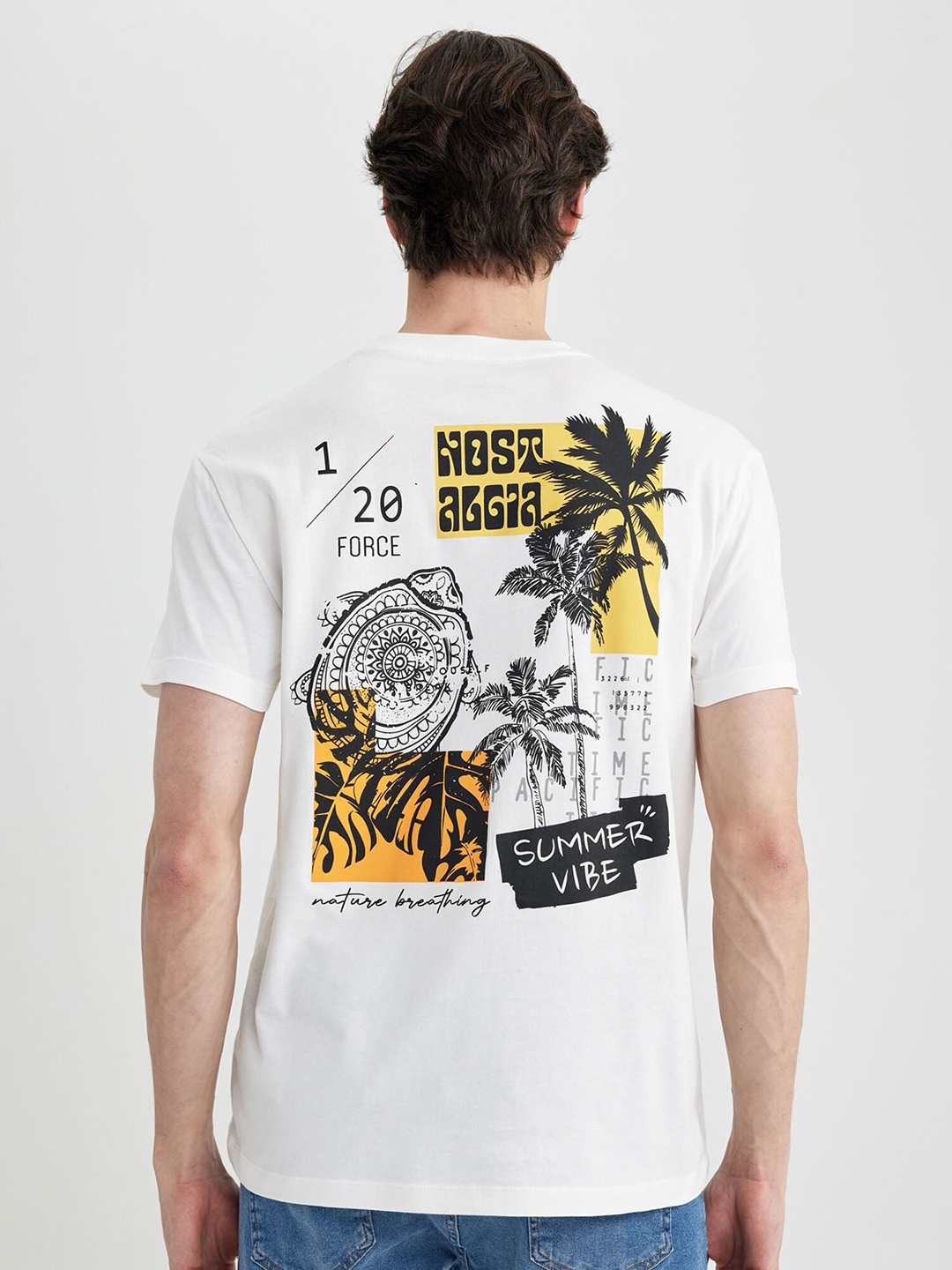 

DeFacto Graphic Printed Cotton T-shirt, White
