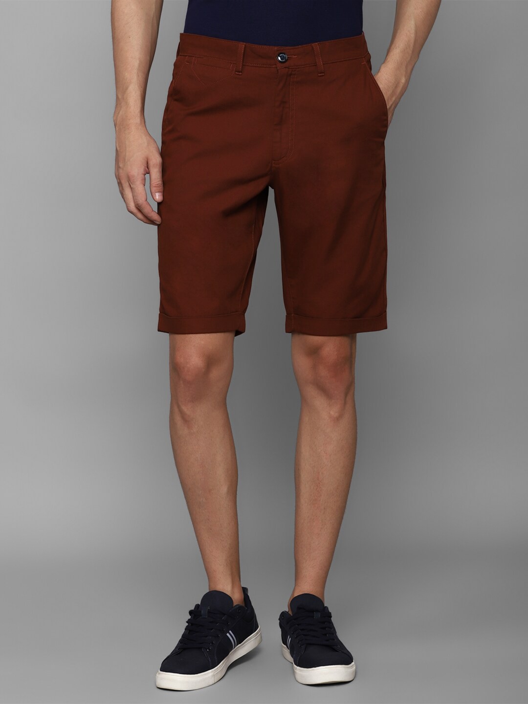 

Allen Solly Men Slim Fit Pure Cotton Shorts, Maroon