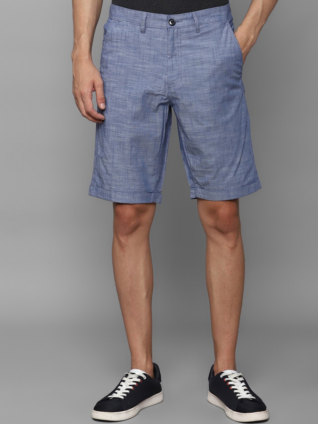 

Allen Solly Men Checked Slim Fit Pure Cotton Shorts, Blue