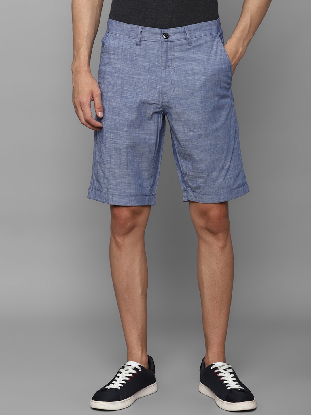 

Allen Solly Men Checked Slim Fit Pure Cotton Shorts, Blue
