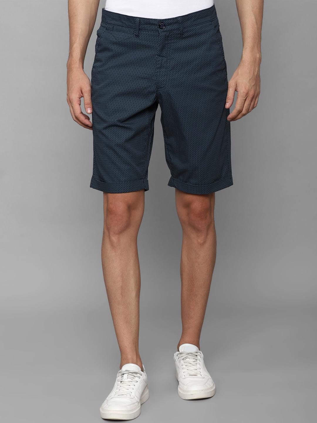 

Allen Solly Men Textured Slim Fit Pure Cotton Shorts, Navy blue