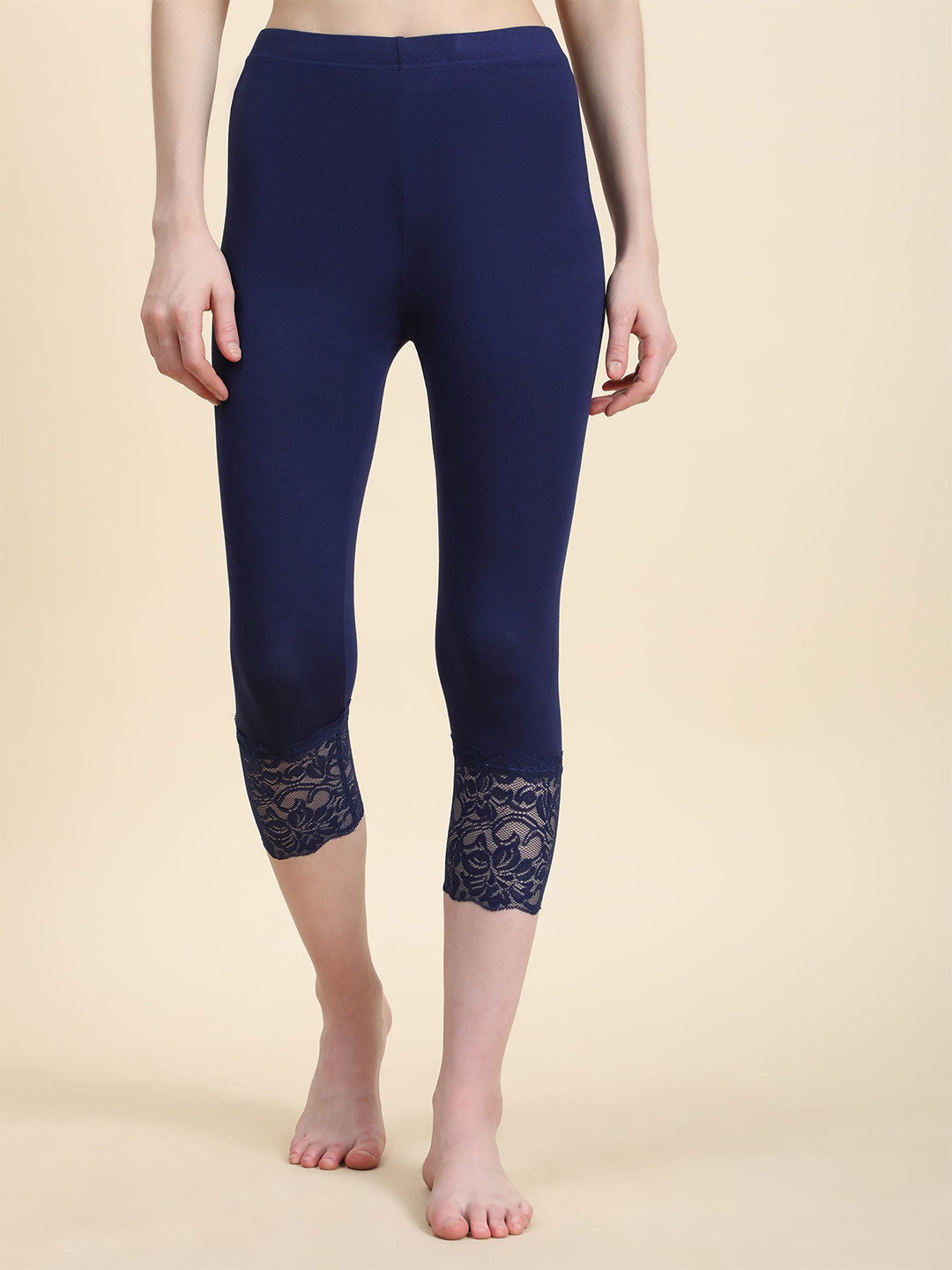 

Outflits Women Mid-Rise Lace Lounge Pants, Navy blue