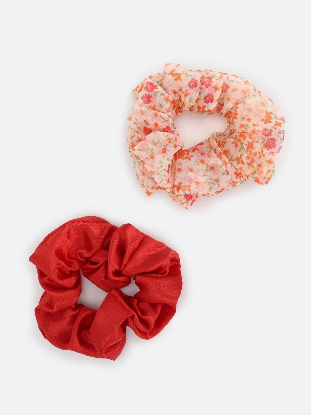 

FOREVER 21 Red & Peach-Coloured Set of 2 Scrunchies