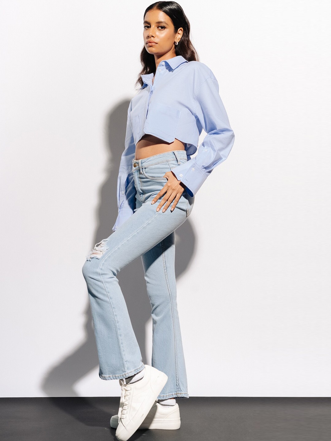 

FREAKINS Women Blue Mid-Rise Highly Distressed Stretchable Bootcut Jeans