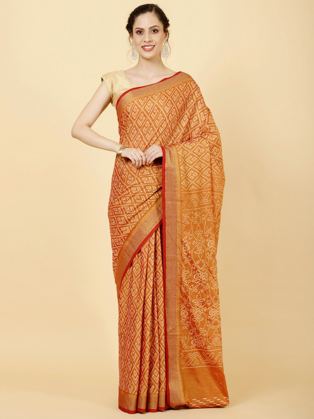 

Meena Bazaar Ethnic Motifs Printed Saree, Pink