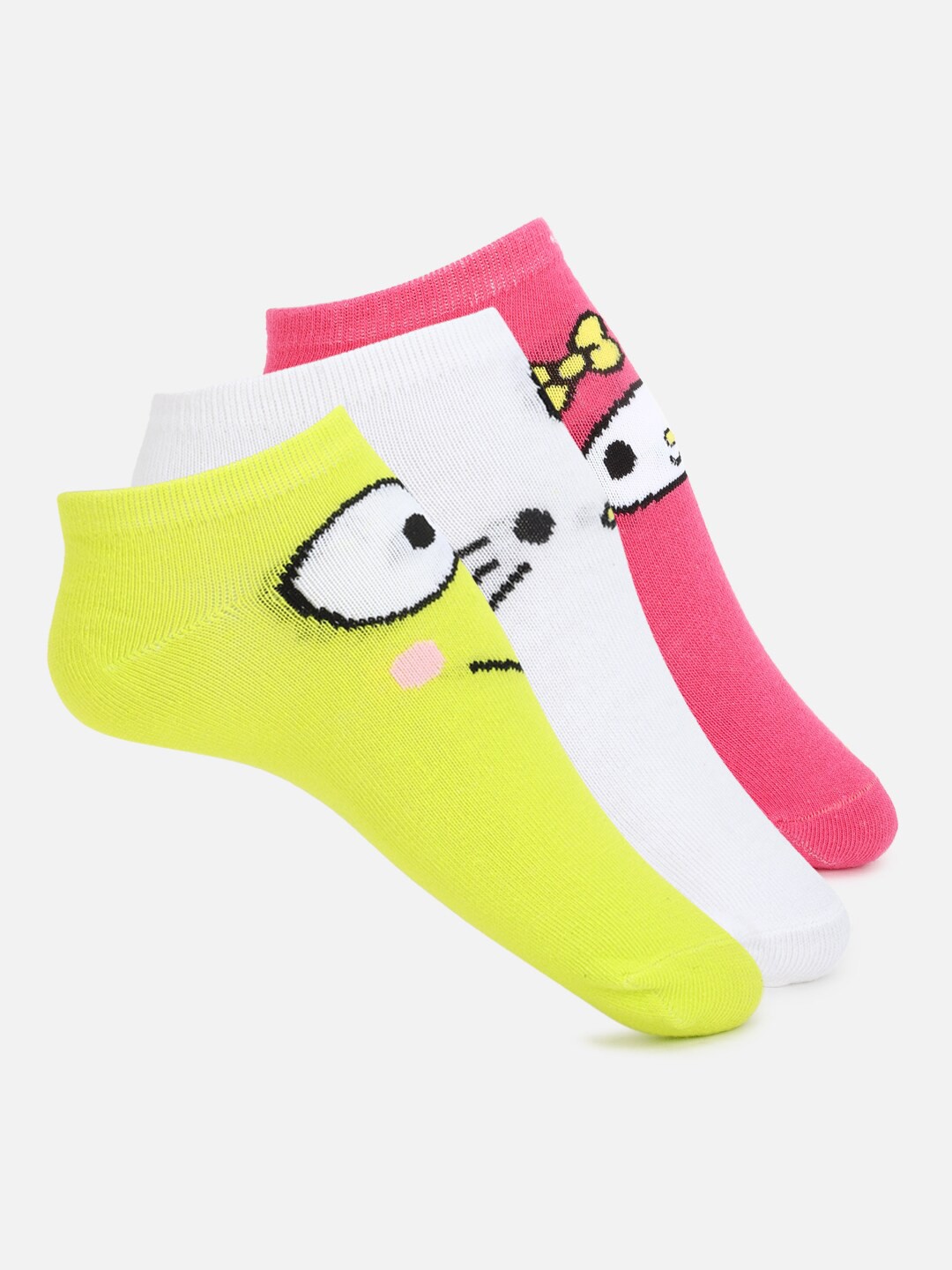 

FOREVER 21 Women Pack Of 3 Printed Ankle-Length Socks, Pink