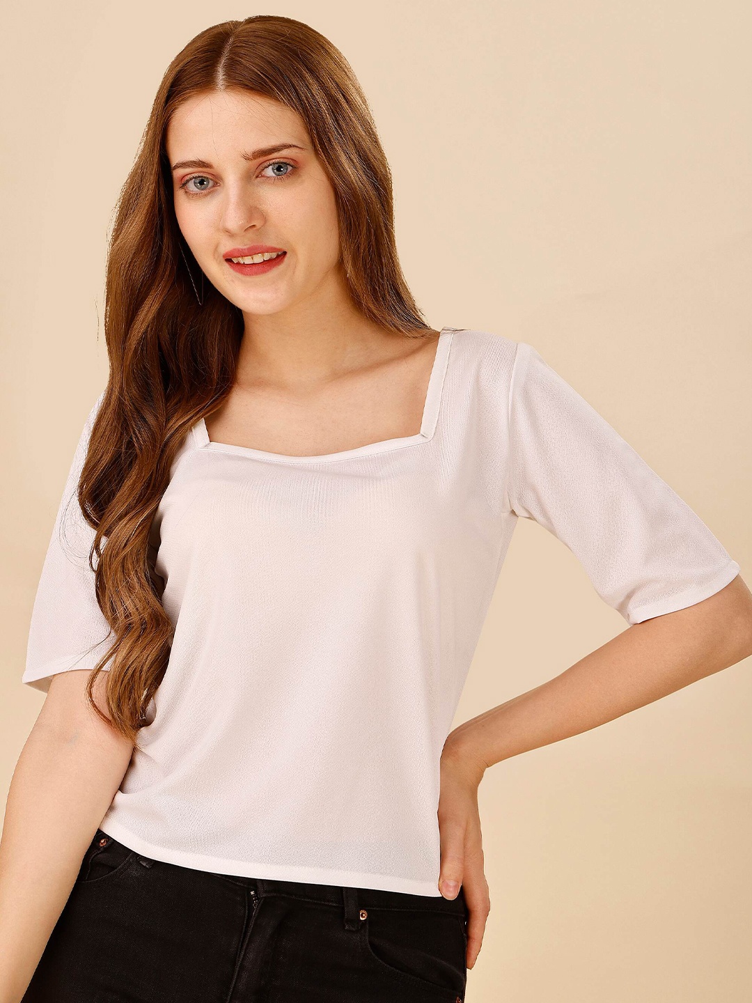 

DL Fashion Square Neck Top, White