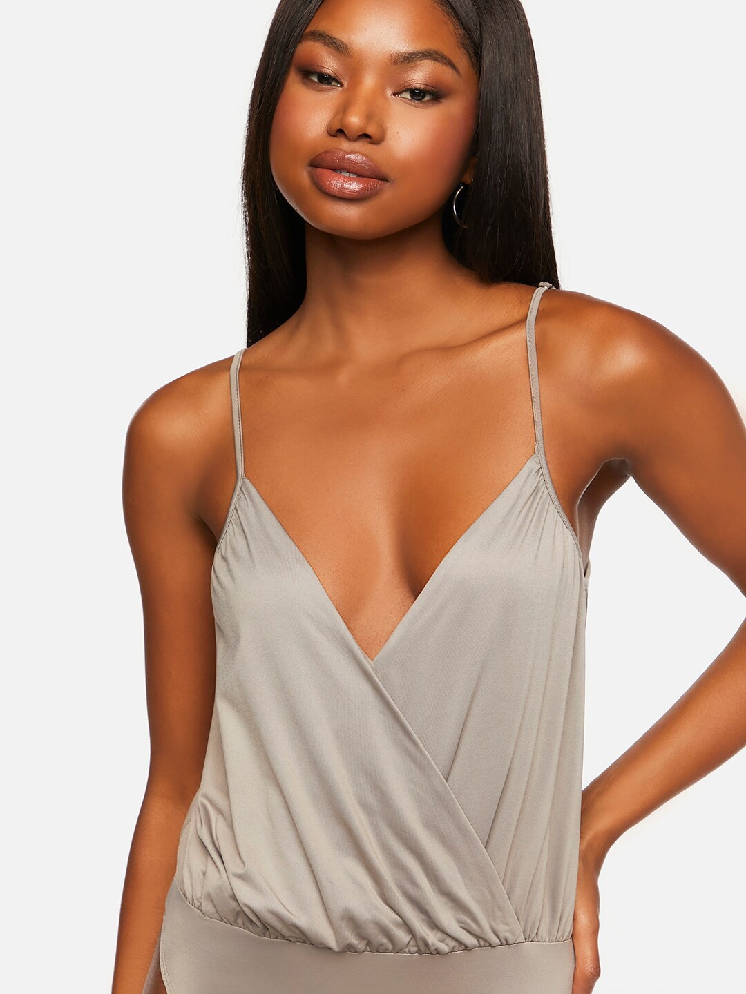 

FOREVER 21 Grey Shoulder Straps Bodysuit