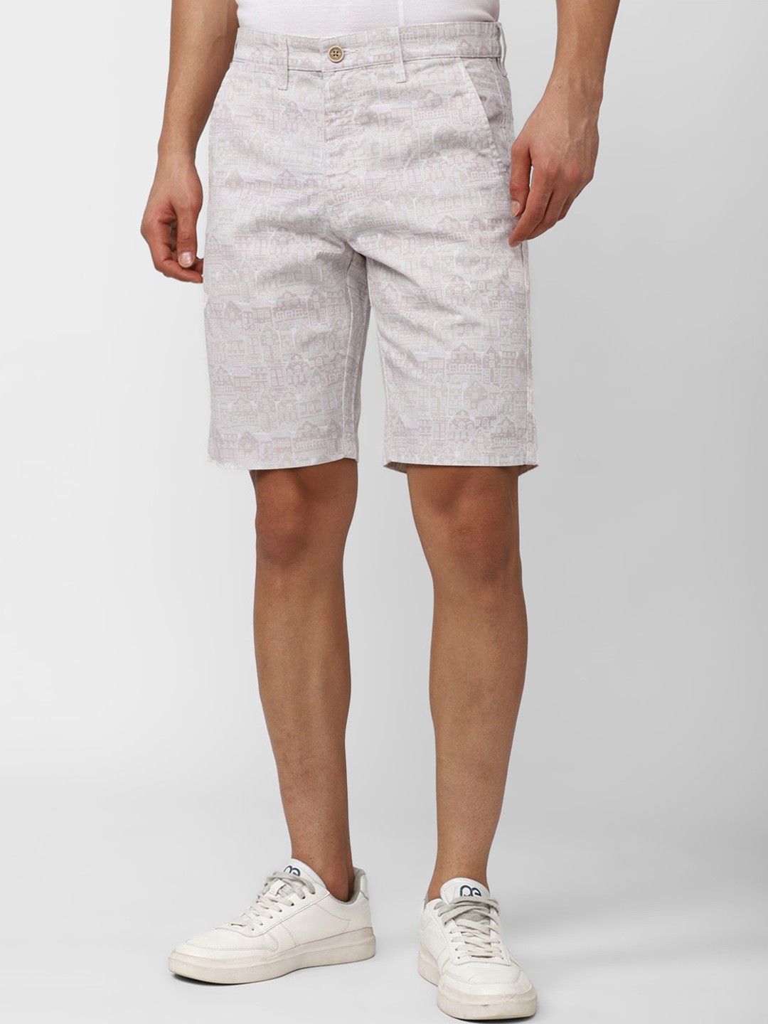 

Peter England Casuals Men Graphic Printed Shorts, White