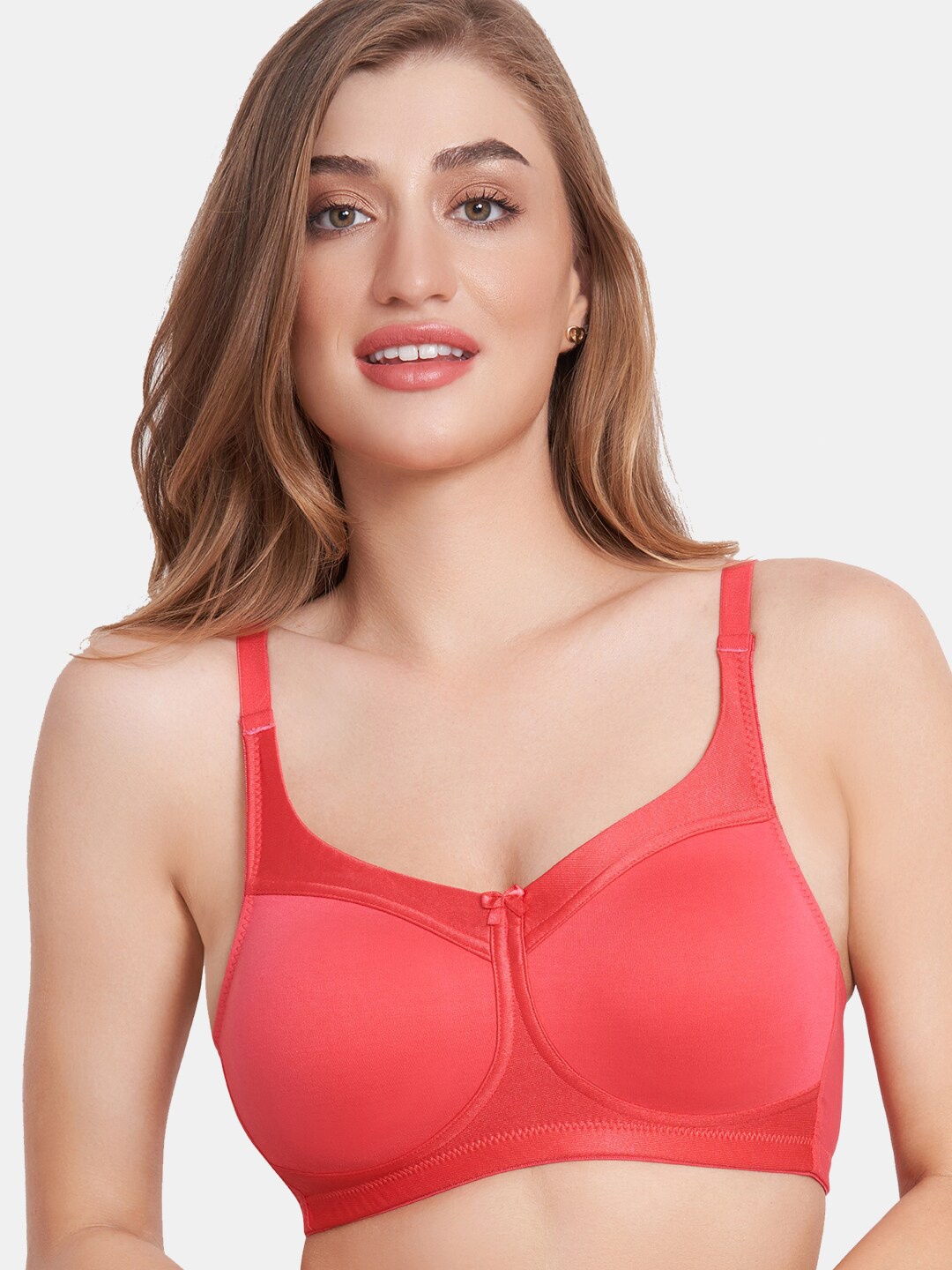 

MAROON Seamless Non-Padded Full Coverage T-Shirt Bra All Day Comfort, Red