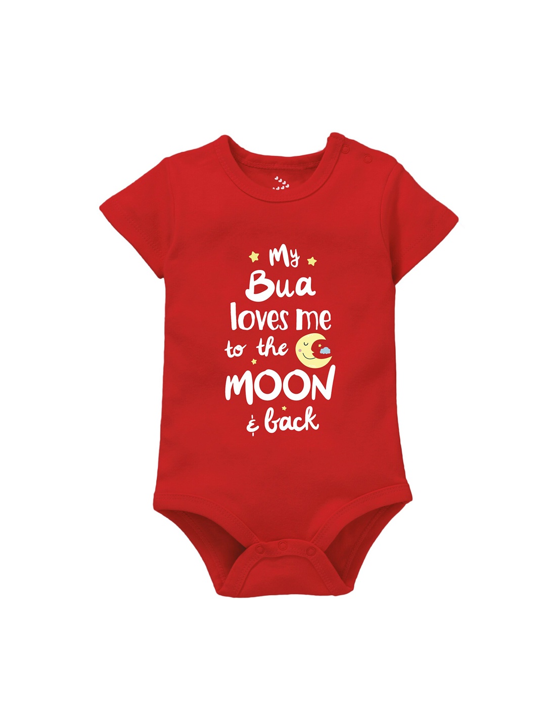 

Zeezeezoo Infants Bua Moon Printed Pure Cotton Bodysuit, Red