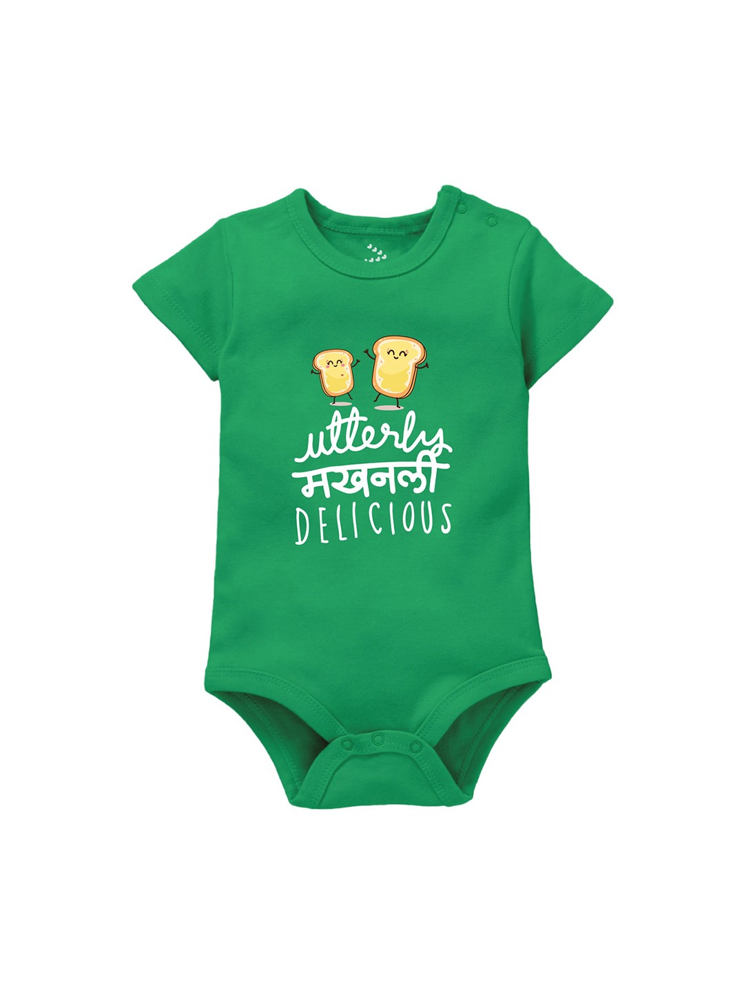 

Zeezeezoo Infants Typographic Printed Pure Cotton Bodysuit, Green