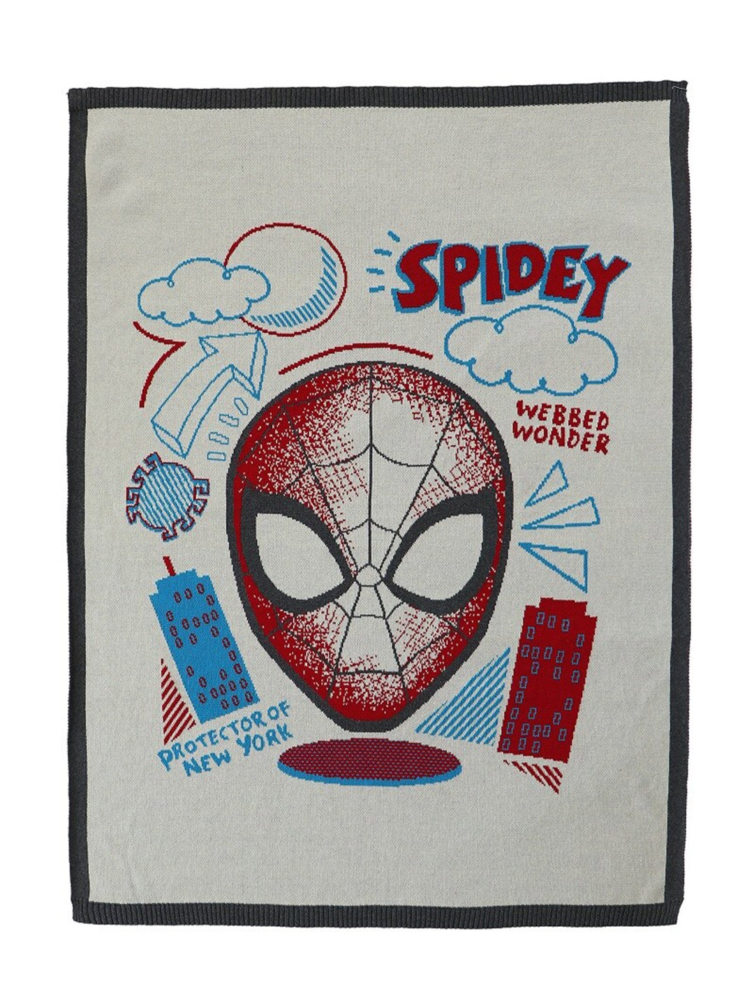 

Pluchi Kids Grey Melange & Red AC Room 350 GSM Pure Cotton Single Bed Blanket