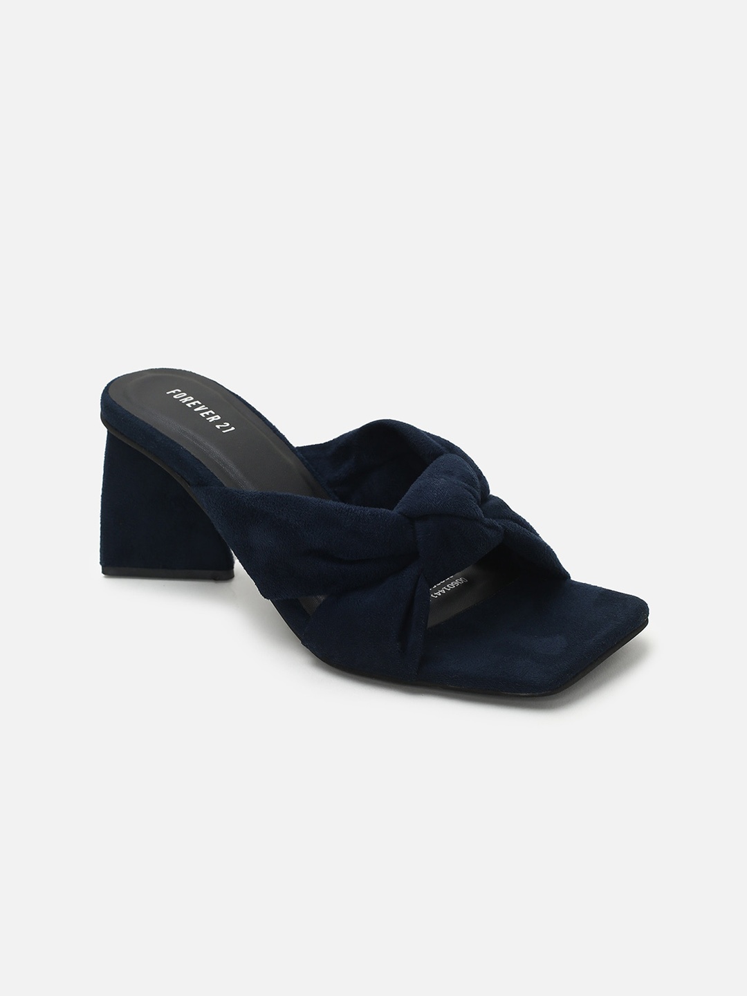 

FOREVER 21 Navy Blue Knotted Suede Party Block Heels