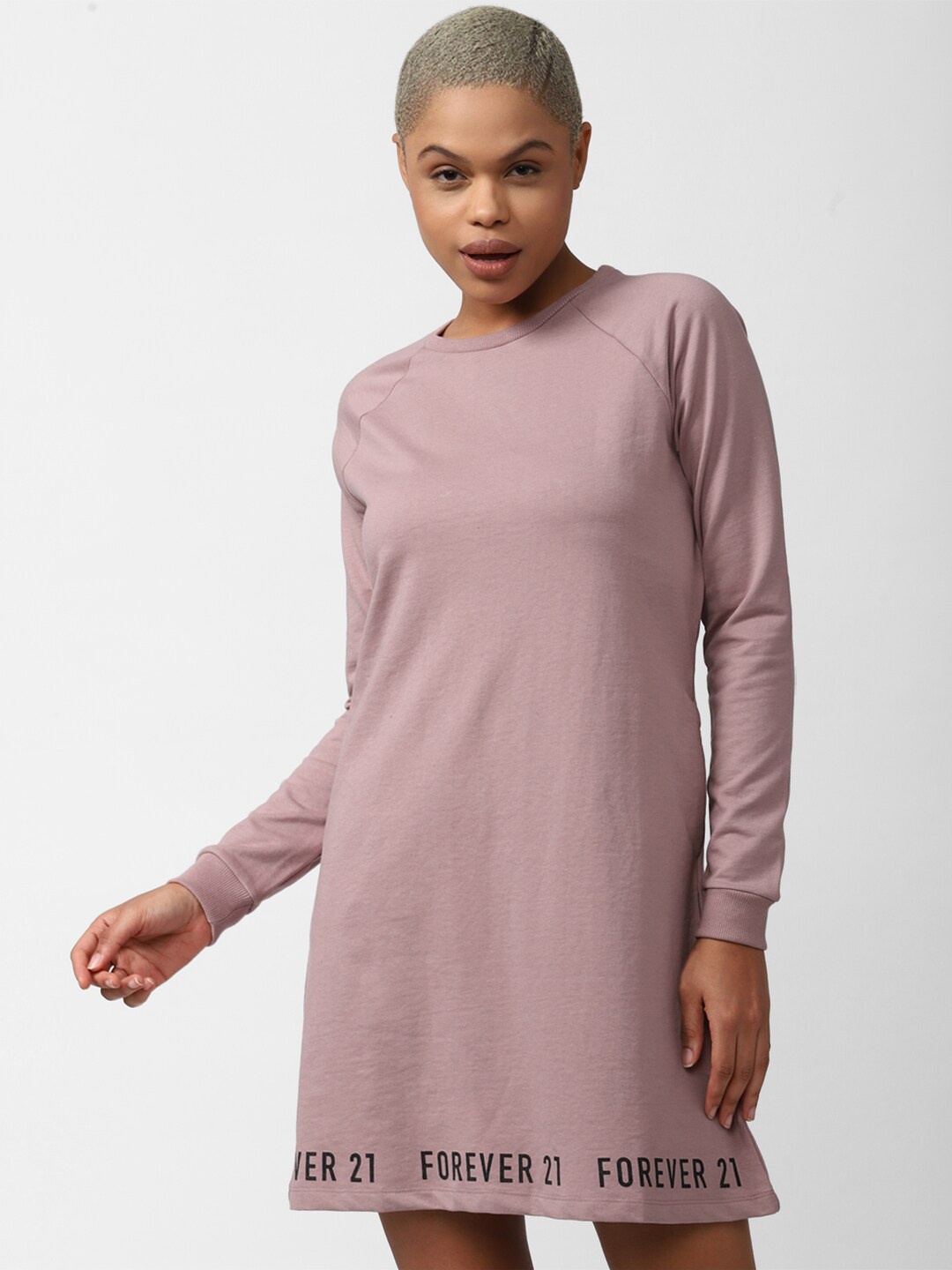 

FOREVER 21 Purple Long Sleeves T-Shirt Dress