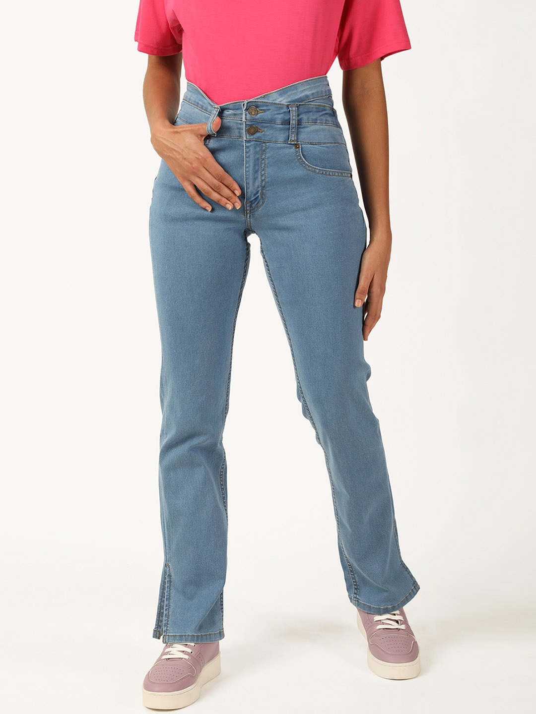 

FOREVER 21 Women Blue Clean Look High-Rise Stretchable Jeans