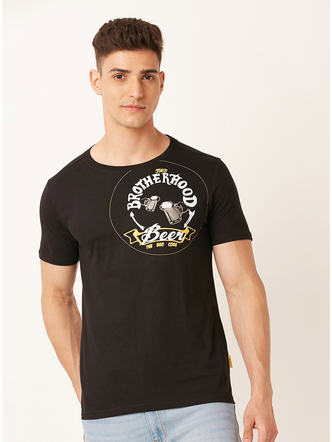 

FOREVER 21 Graphic Printed Pure Cotton T-Shirt, Brown