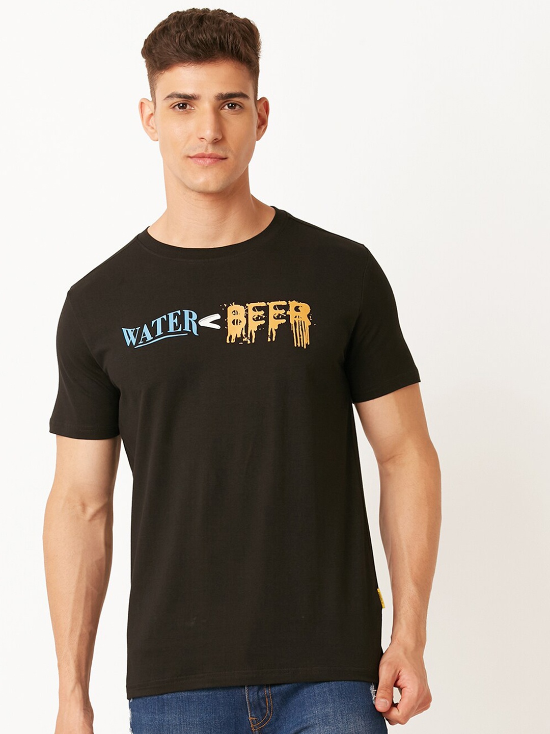 

FOREVER 21 Brown & Yellow Typography Printed T-shirt