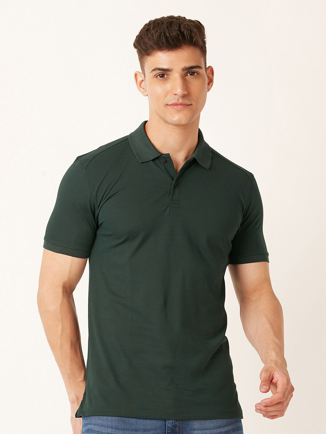 

FOREVER 21 Green Polo Collar T-shirt
