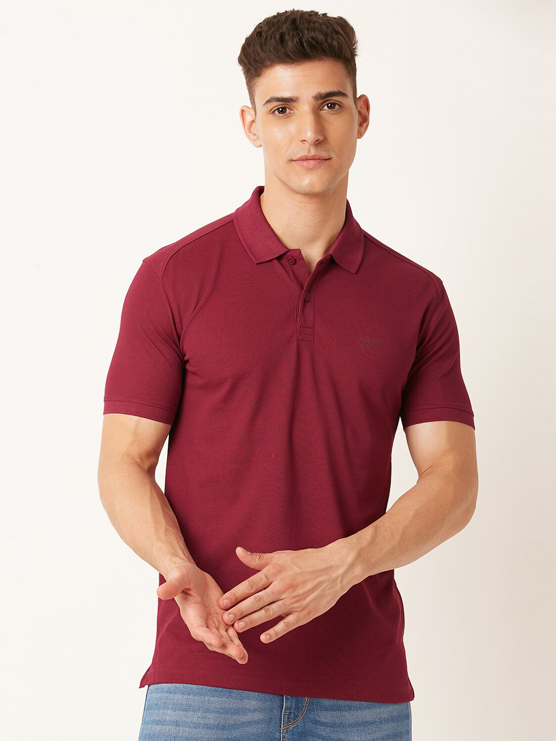 

FOREVER 21 Maroon Polo Collar T-shirt