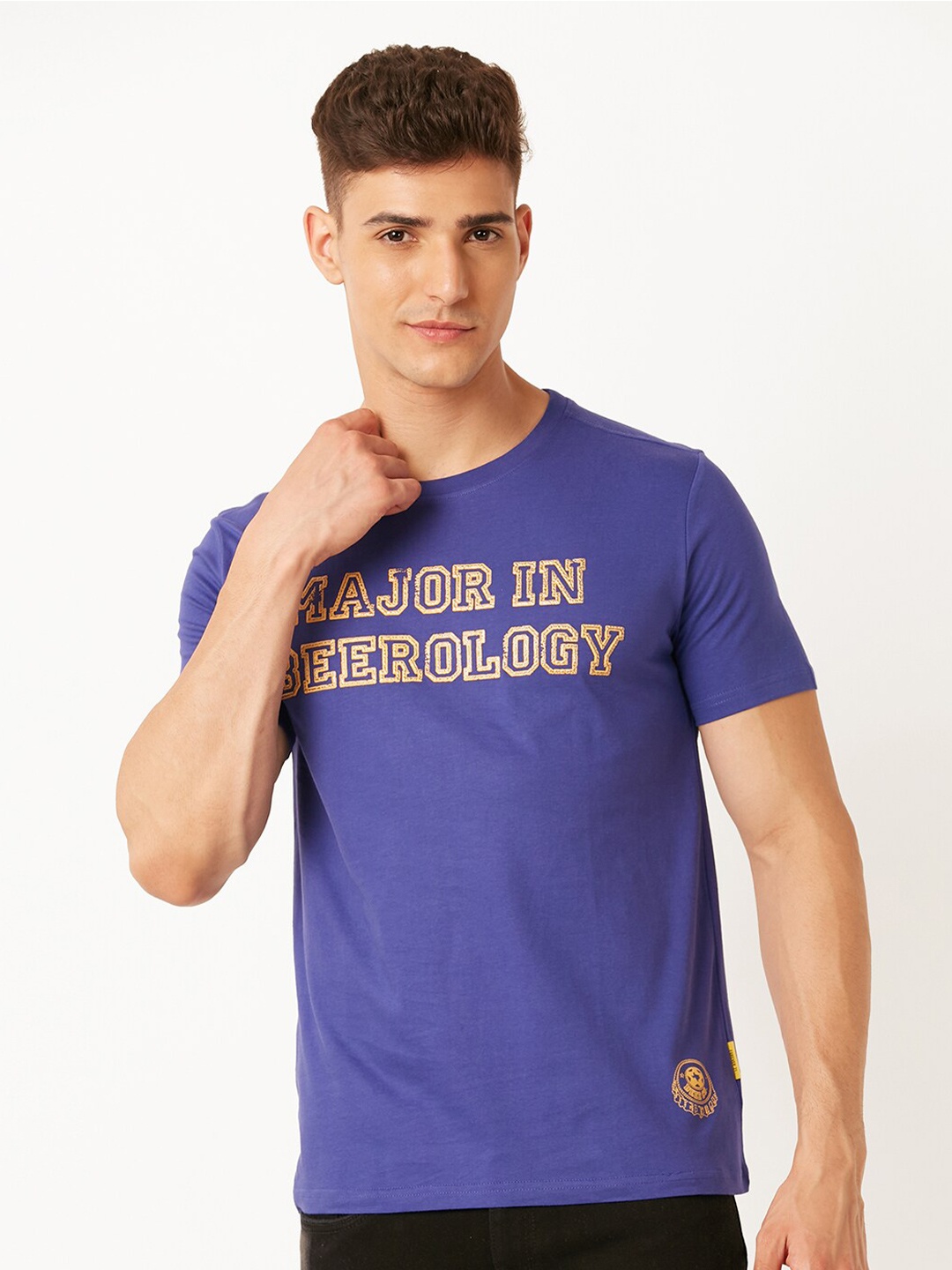 

FOREVER 21 Typographic Printed Pure Cotton T-Shirt, Blue