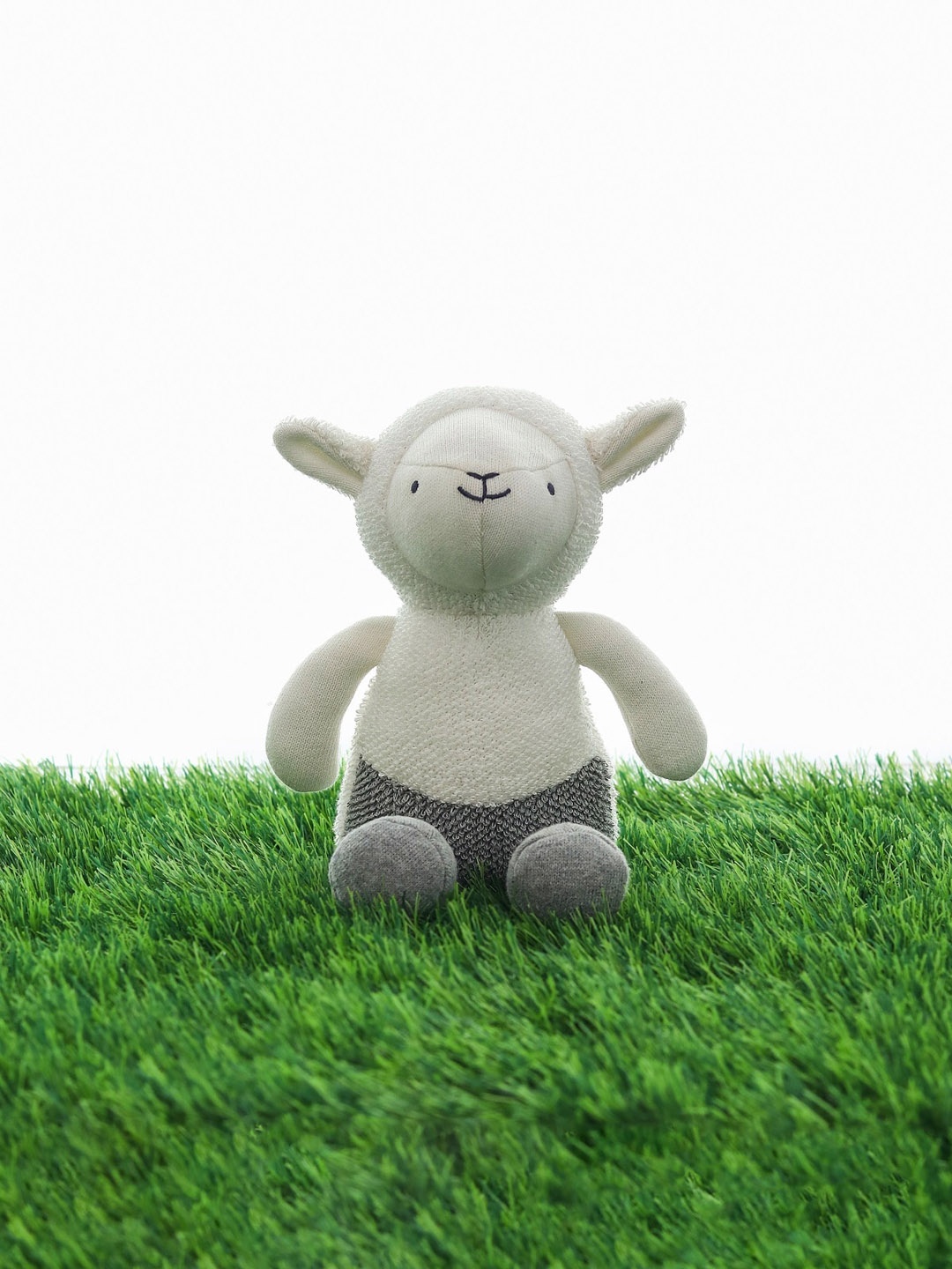 

Pluchi Unisex Kids Lazy Lamb Cotton Knitted Soft Toy, Grey melange