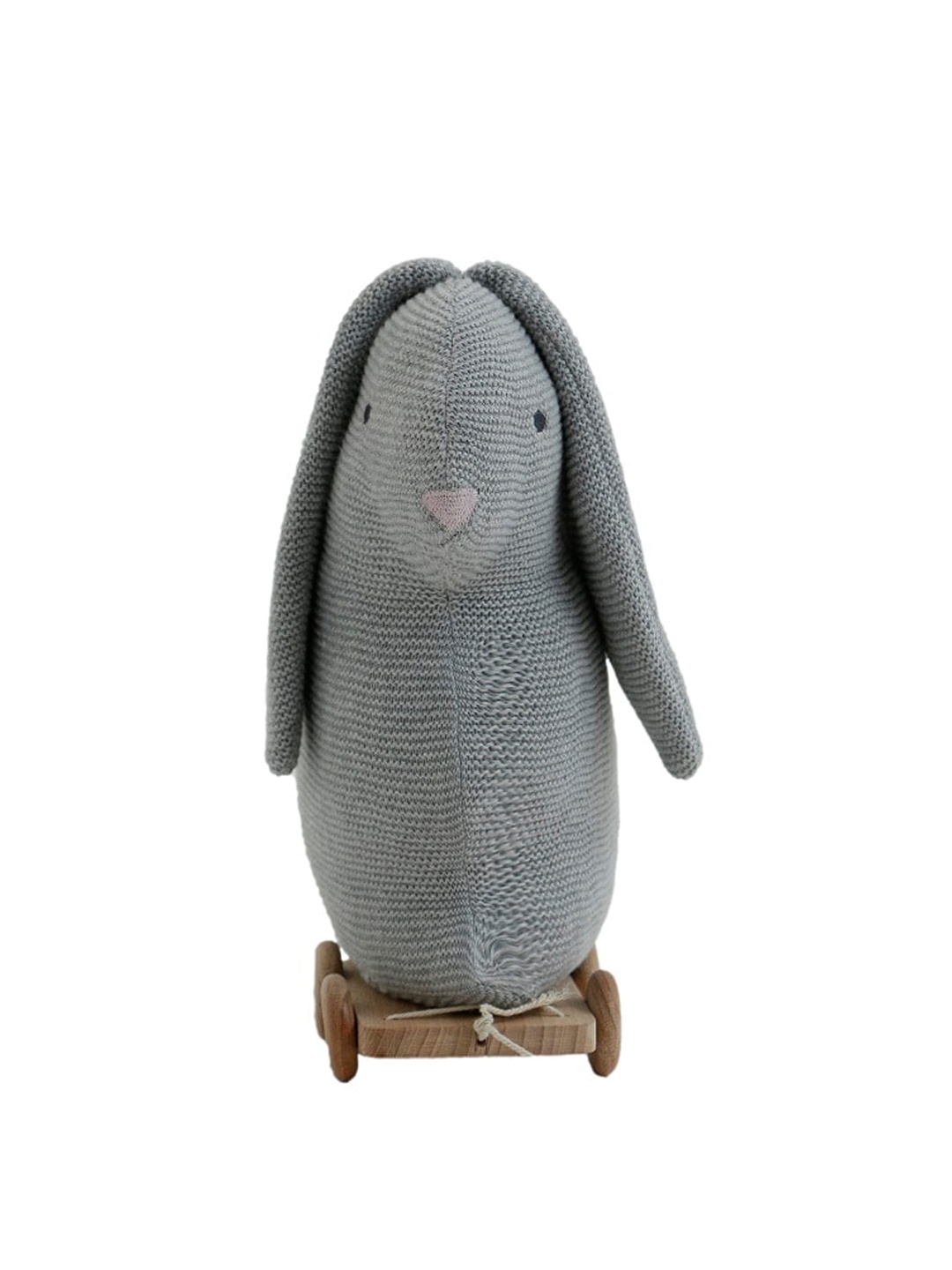 

Pluchi Kids Cotton Push & Pull Bunny Soft Toys, Grey melange