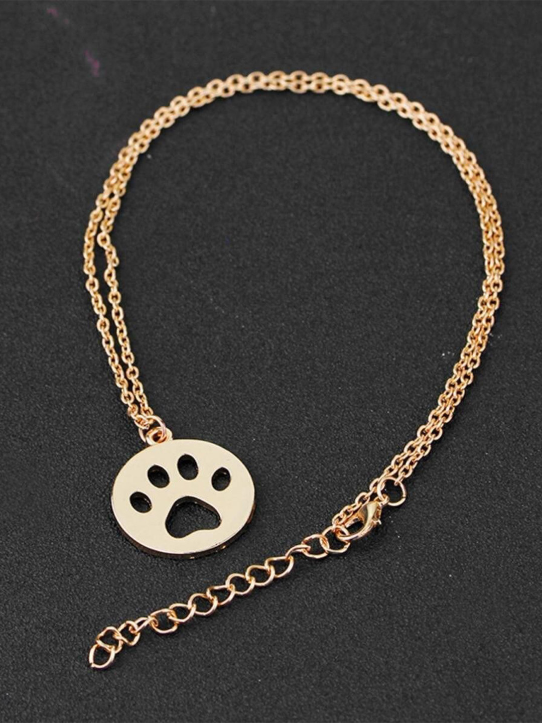 

MYKI Pack of 2 Pet Dog Footprints Necklaces, Rose gold