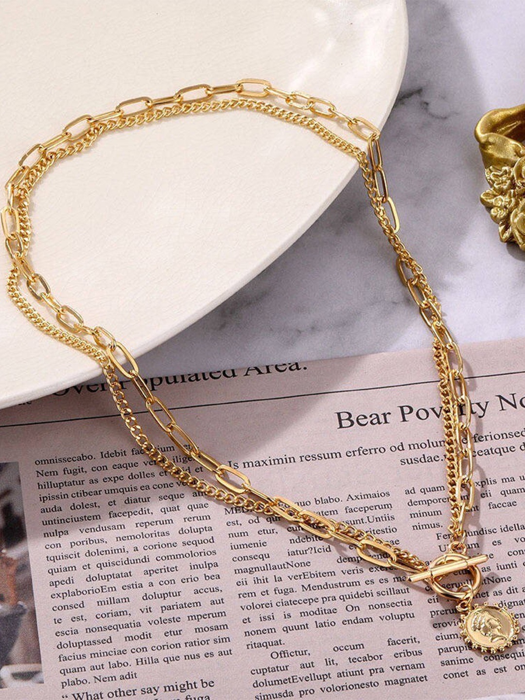 

MYKI Gold-Plated Layered Chain With Pendant