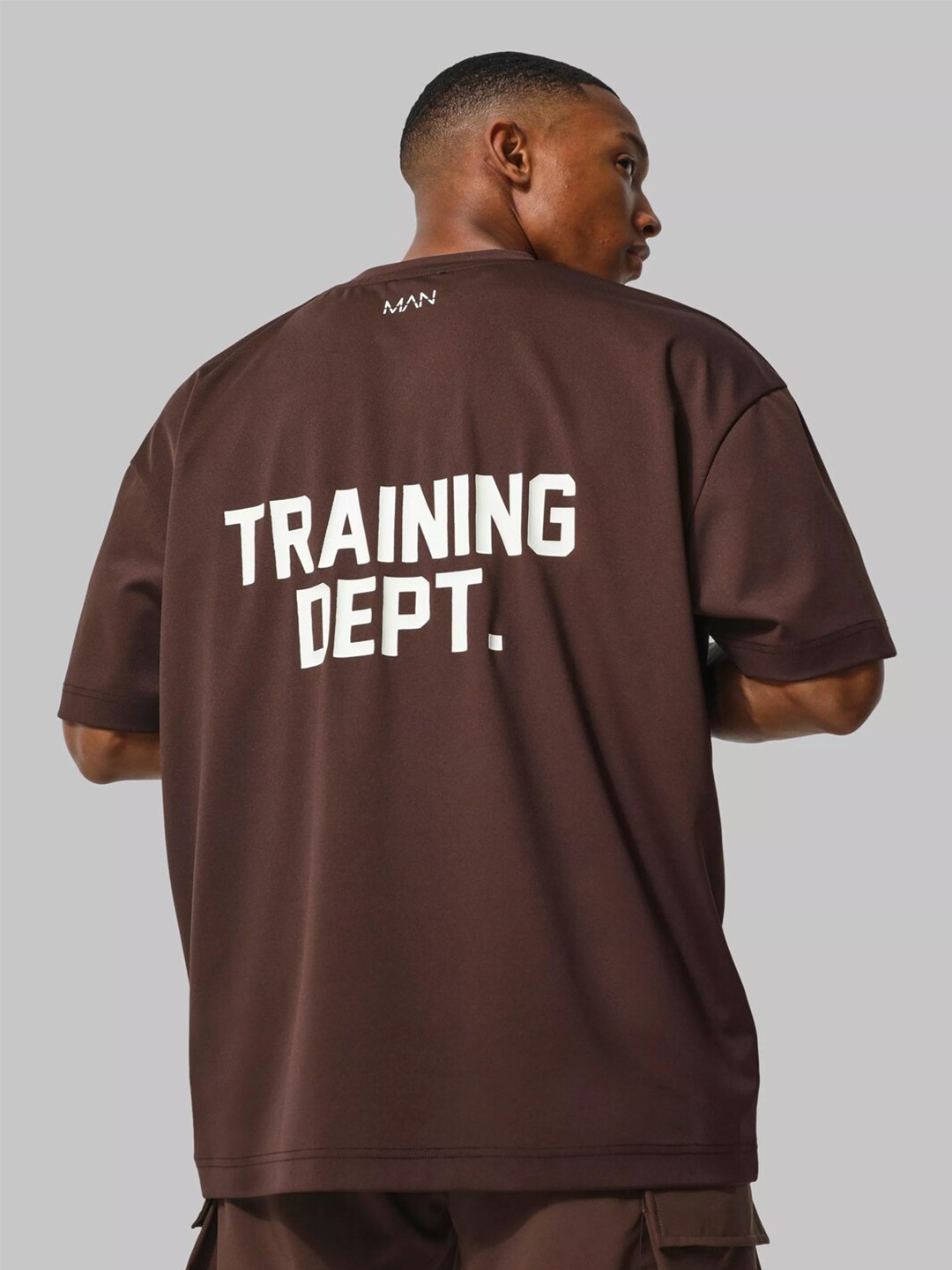 

INKKR Typography Printed Oversized Cotton T-shirt, Brown