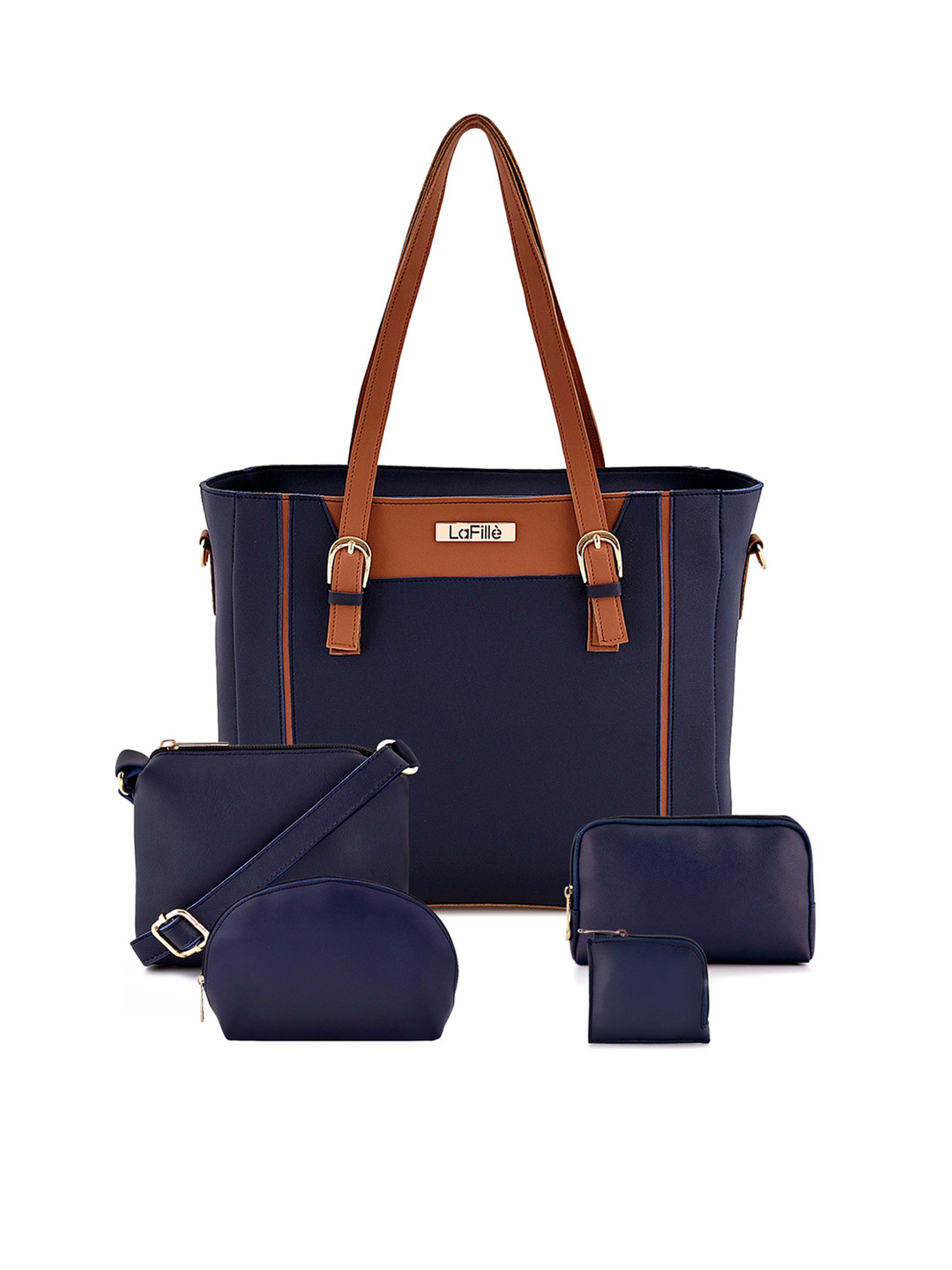 

LaFille Blue PU Structured Shoulder Bag