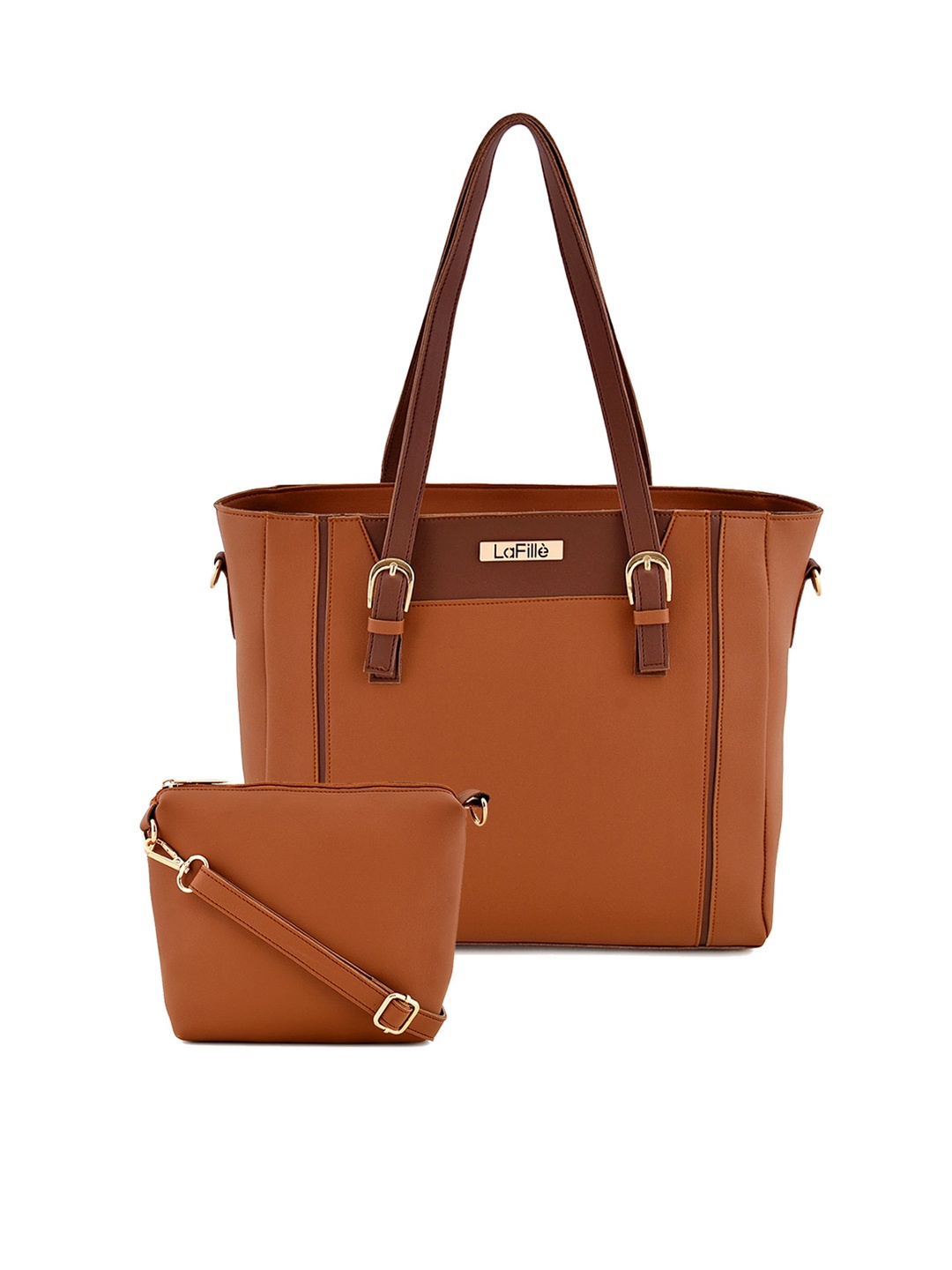 

LaFille Set of 2 Oversized Structured Shoulder Bag, Tan
