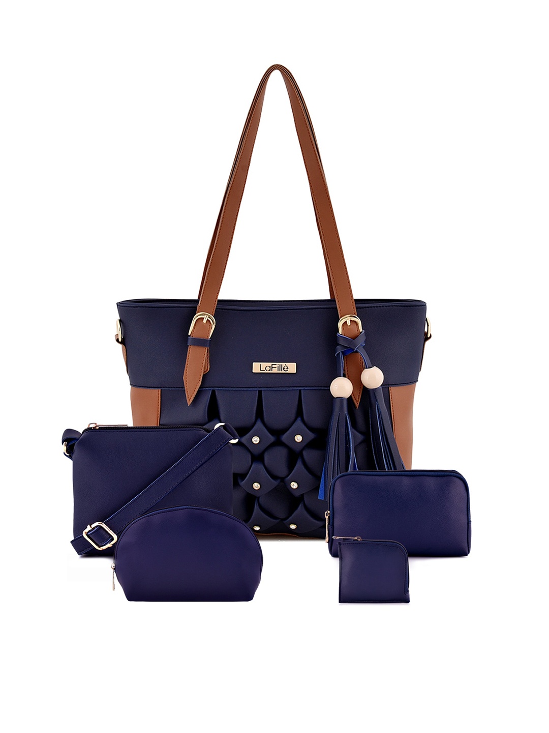 

LaFille Blue PU Structured Shoulder Bag