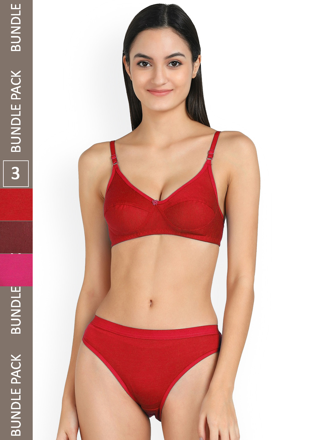 

AROUSY Pack Of 3 Mid-Rise Cotton Lingerie Set B_Ruchi Set_Pink,Purple,Maroon_30