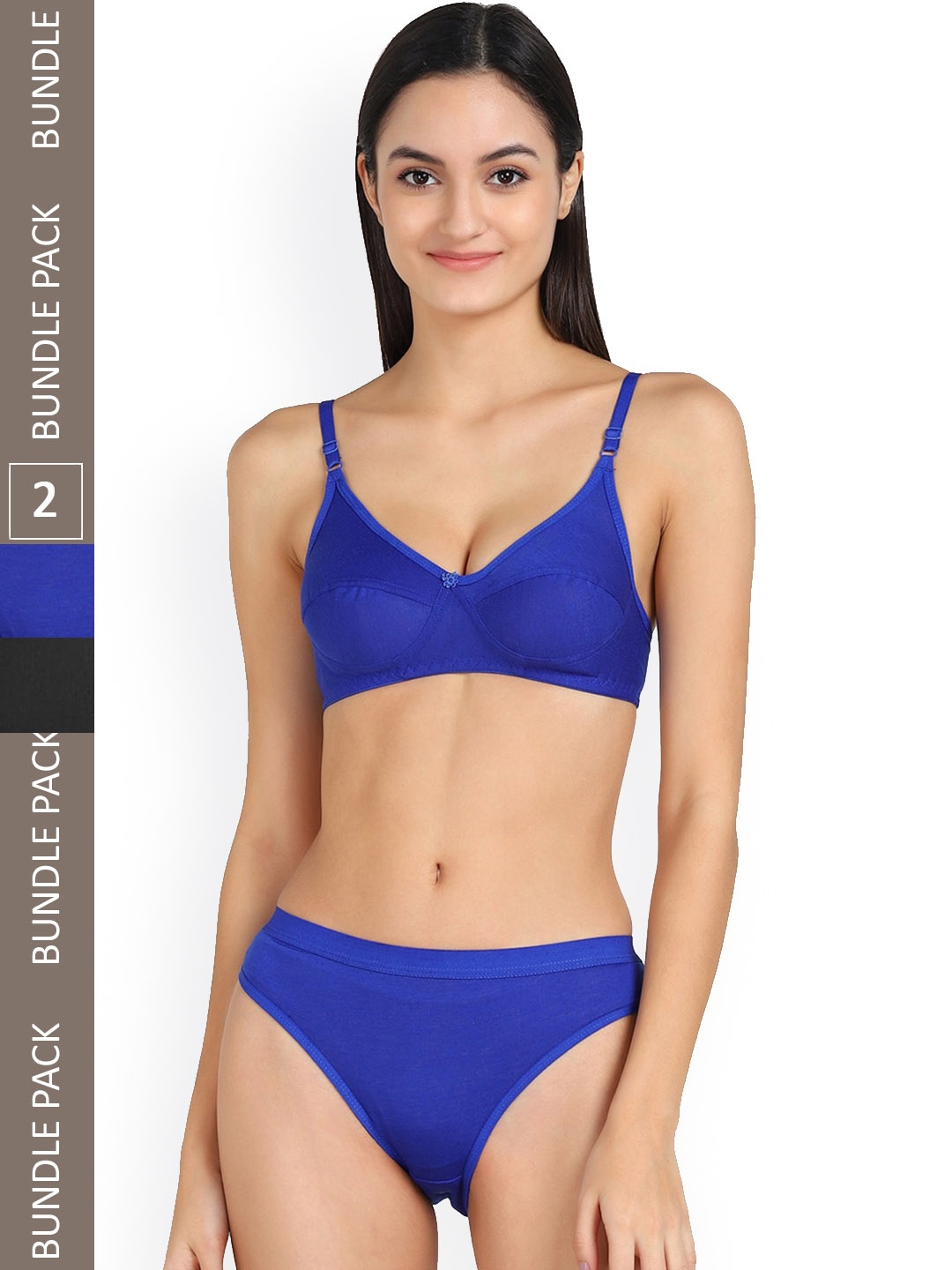 AROUSY Pack Of 2 Mid-Rise Cotton Lingerie Set B_Ruchi Set_Black,Blue_30