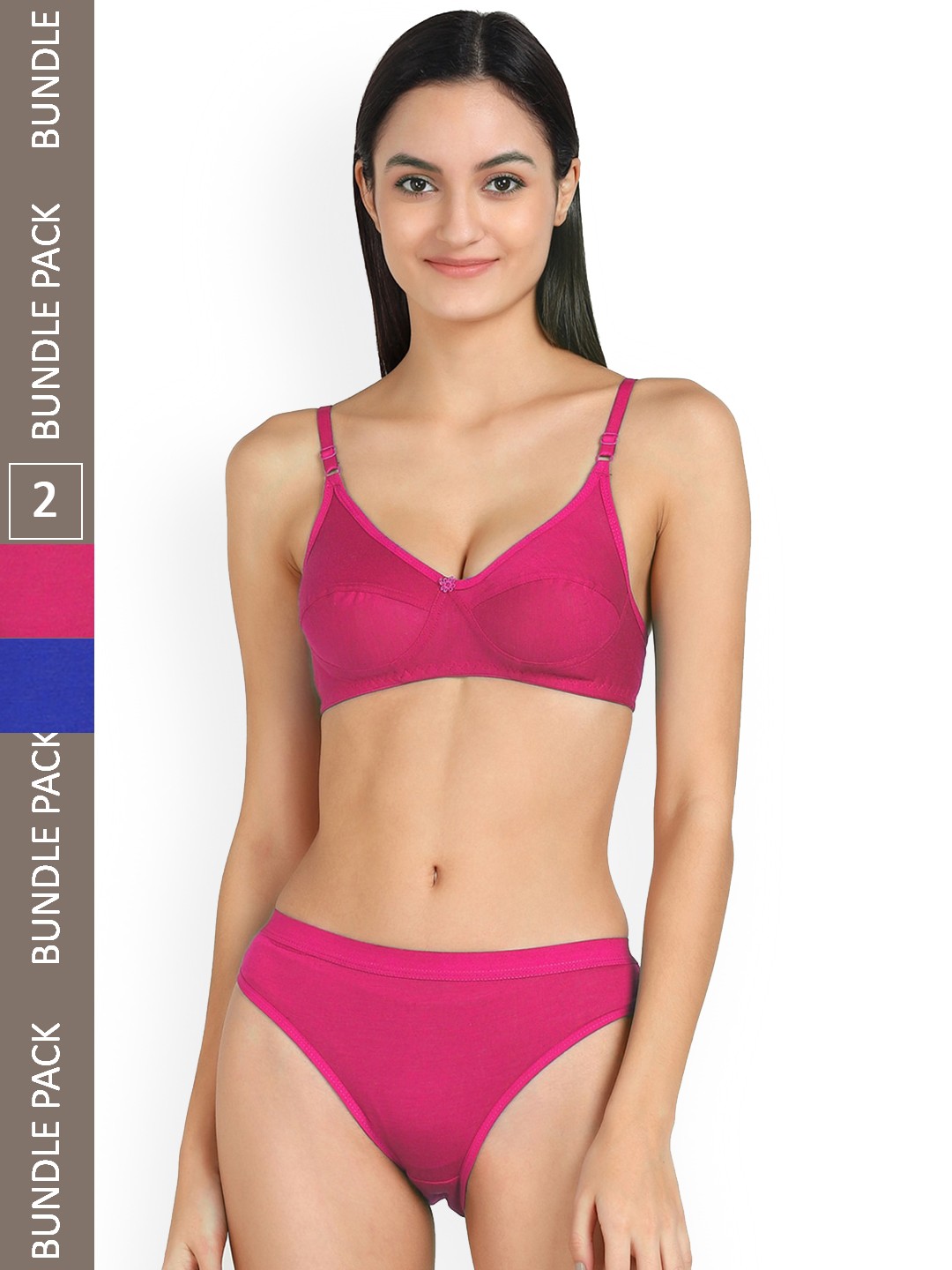 

AROUSY Pack Of 2 Mid-Rise Cotton Lingerie Set, Blue