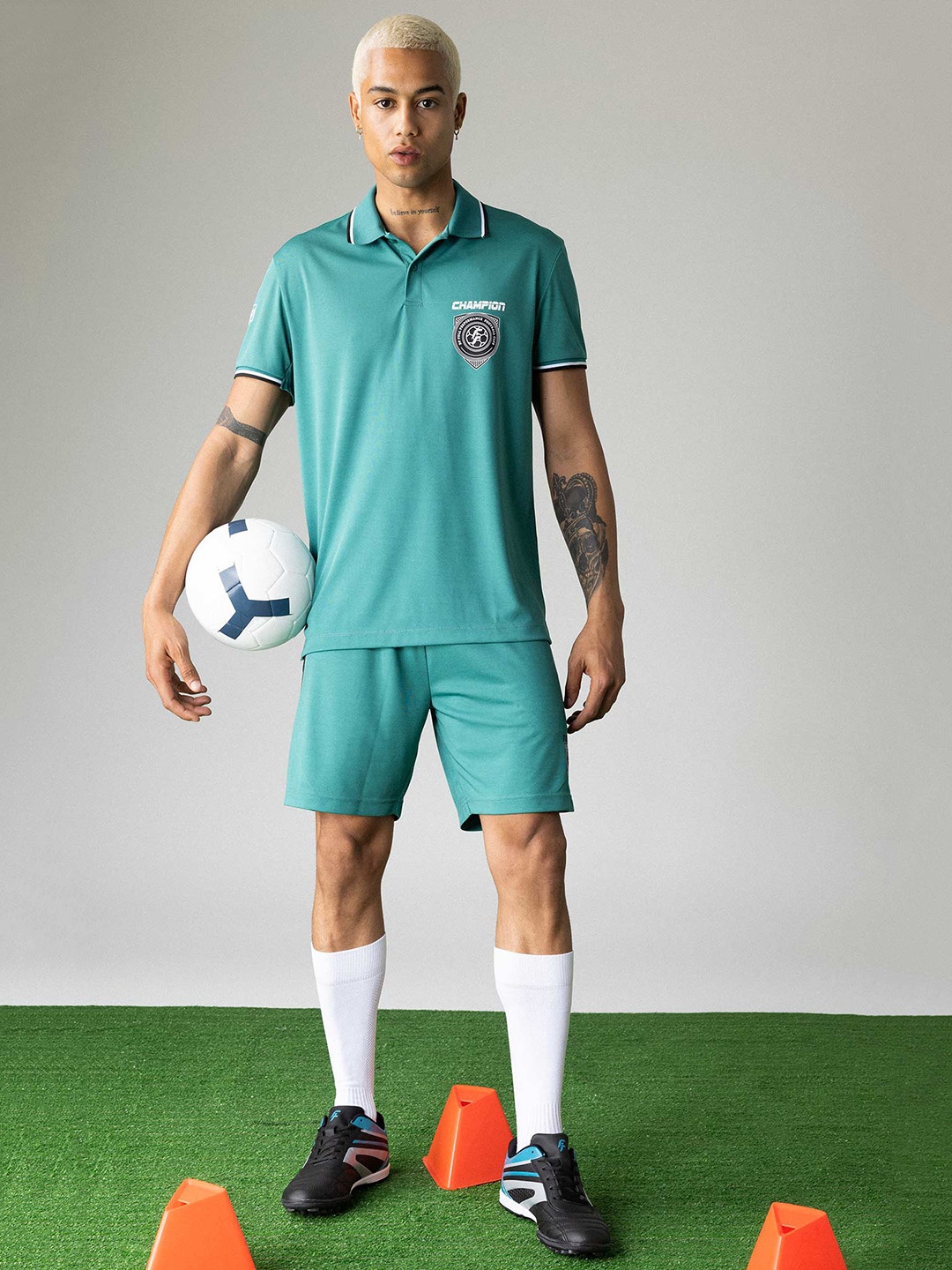 

DeFacto Men Mid-Rise Slim Fit Sports Shorts, Green
