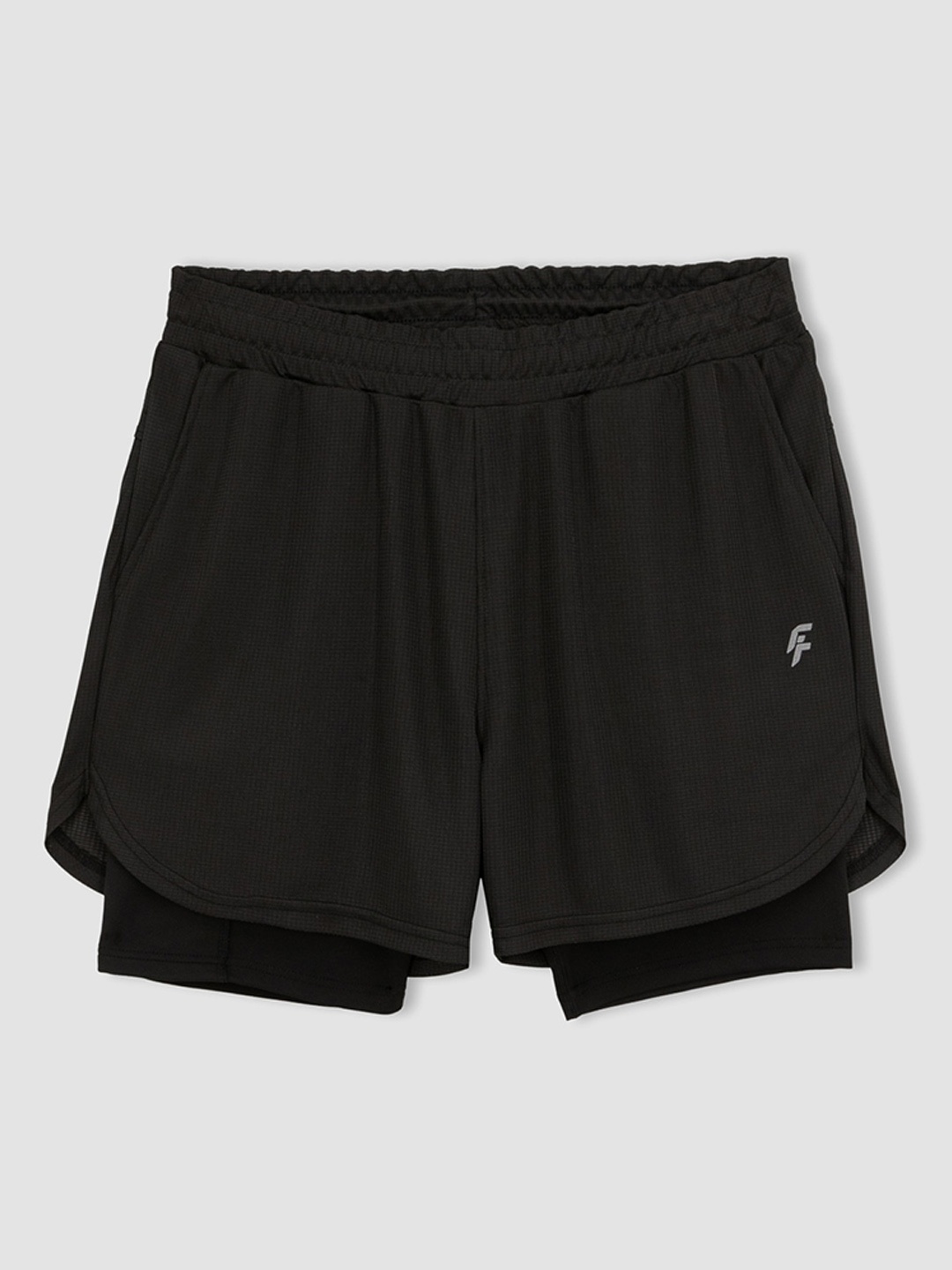 DeFacto Men Mid-Rise Slim Fit Sports Shorts, Black