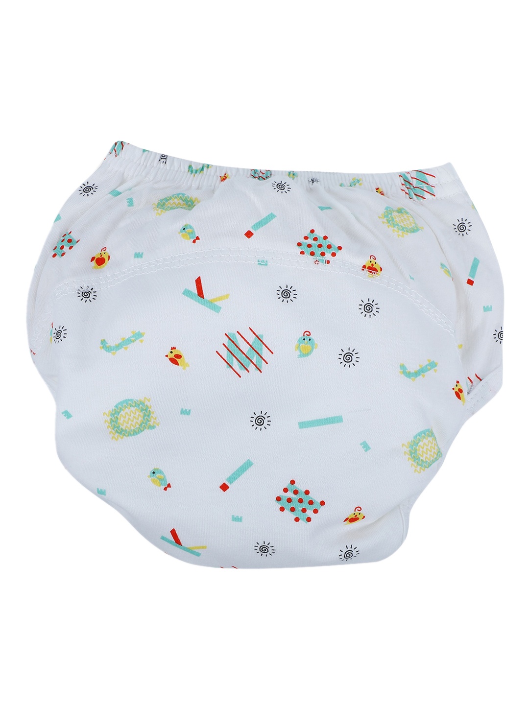 

Baby Moo Kids Printed Breathable Reusable Eco Friendly Pure Cotton Cloth Diaper, White