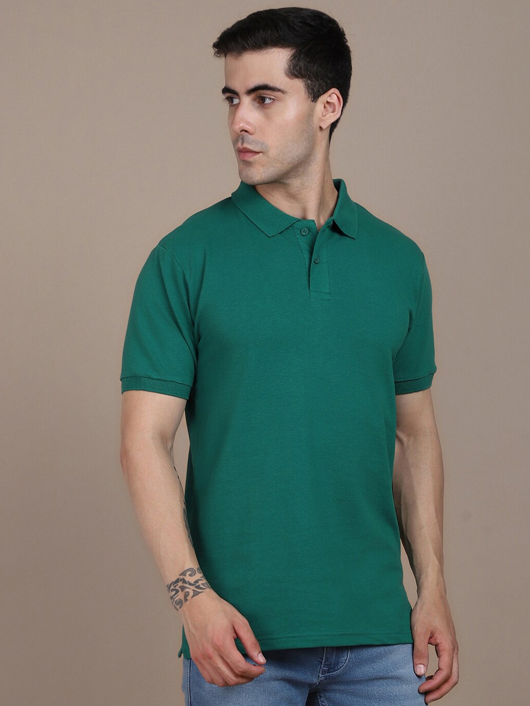 

Dennis Lingo Polo Collar Pure Cotton T-shirt, Green